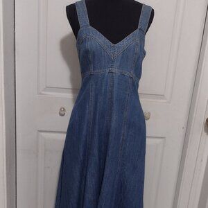 On 34th maxi jean dress with pockets. Size S